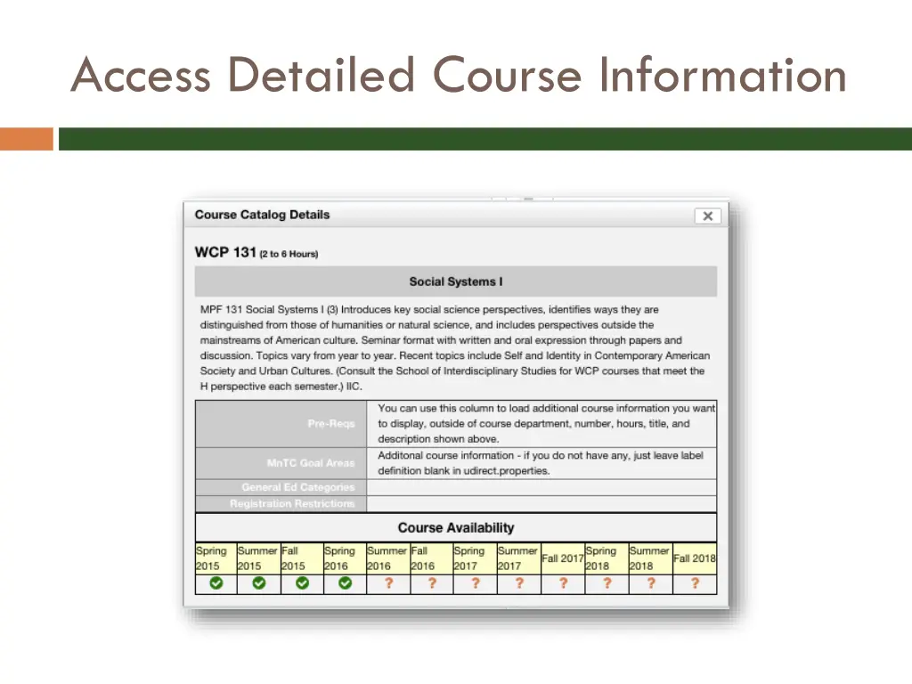 access detailed course information