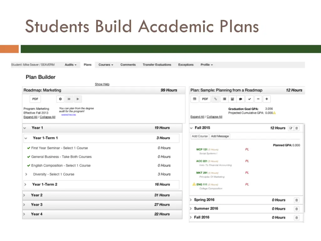 students build academic plans