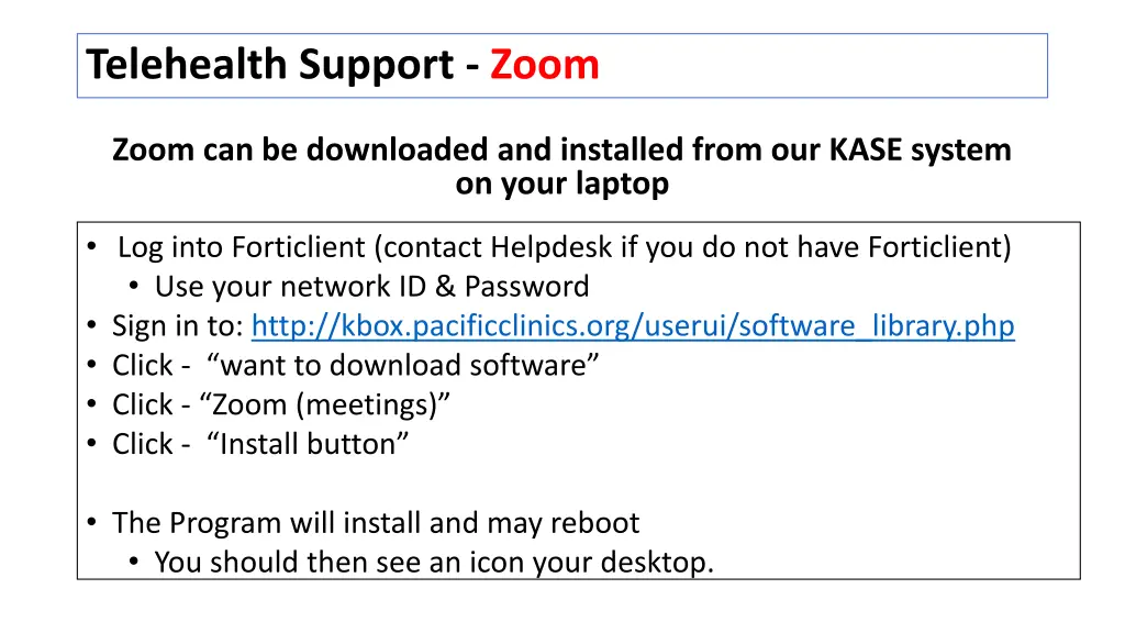 telehealth support zoom