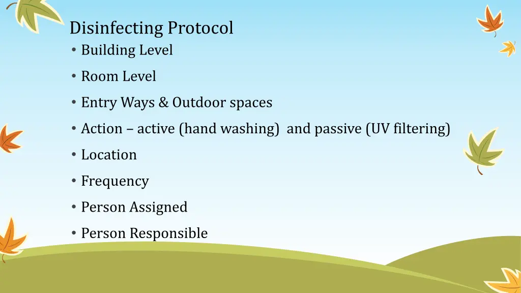 disinfecting protocol building level