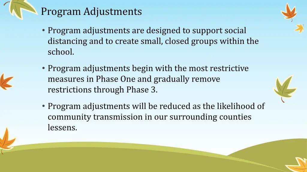 program adjustments