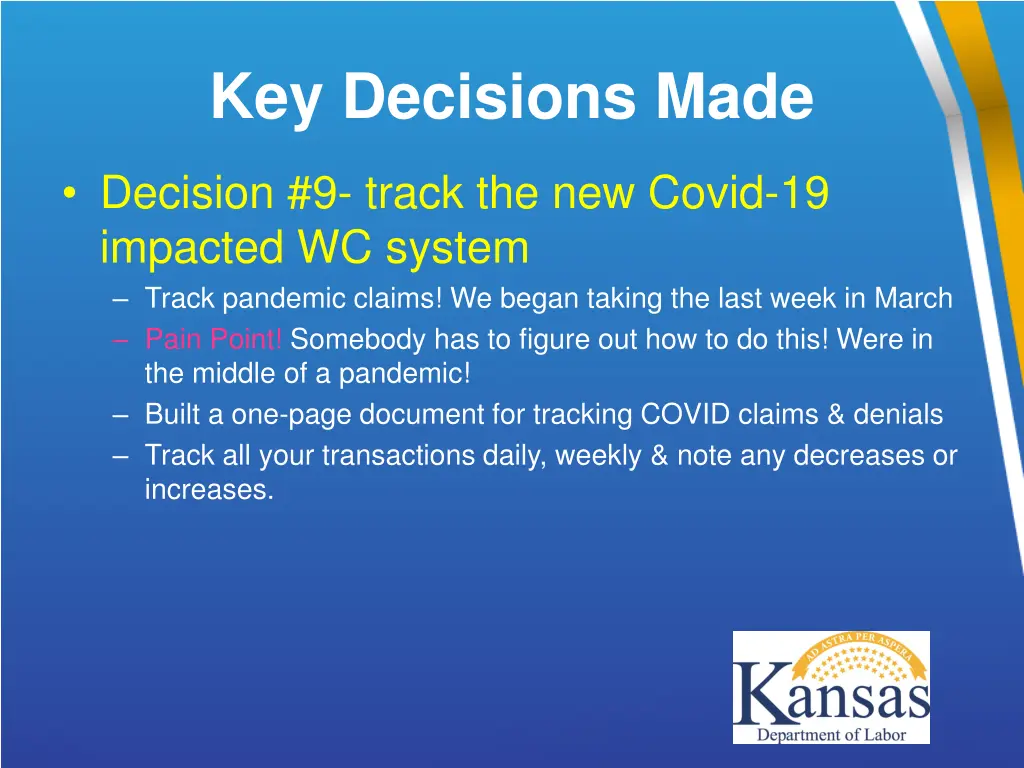 key decisions made 2