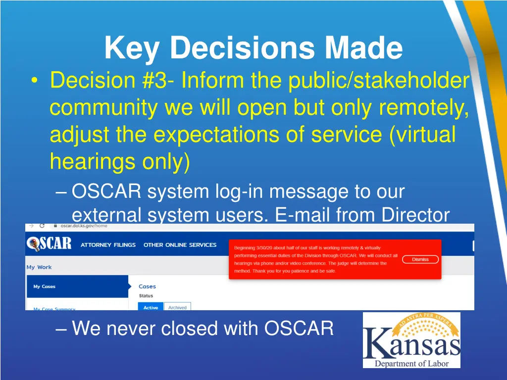 key decisions made decision 3 inform the public