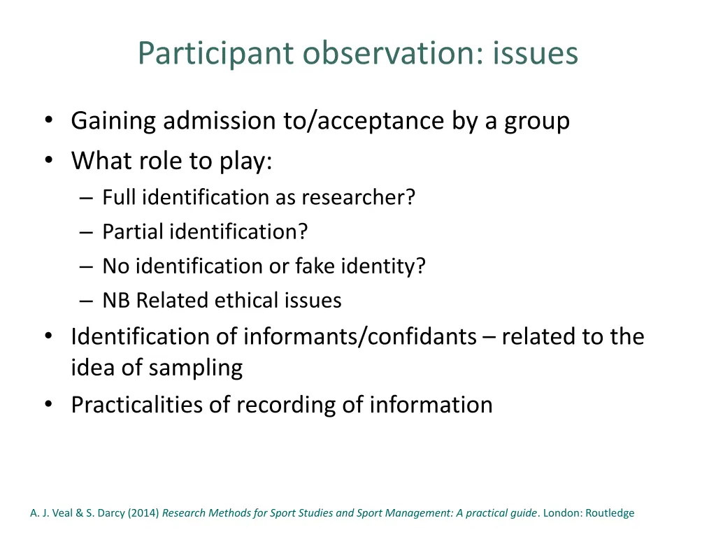 participant observation issues