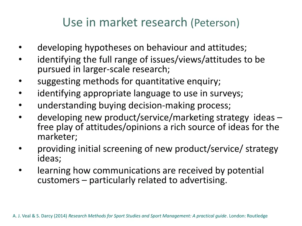 use in market research peterson