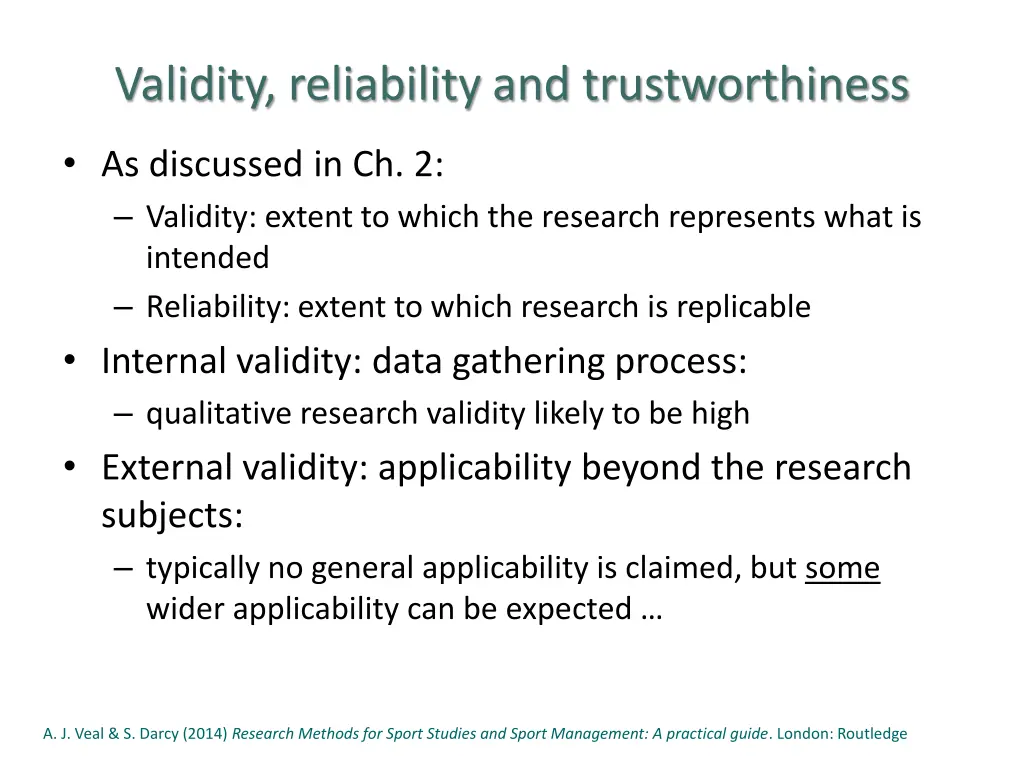 validity reliability and trustworthiness