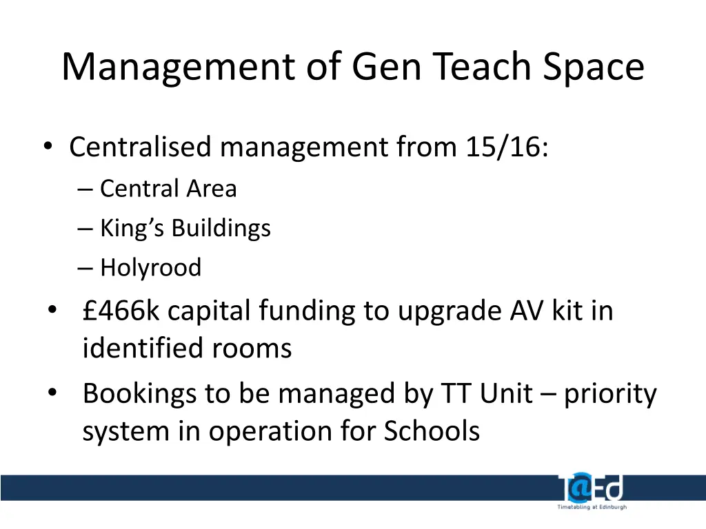 management of gen teach space