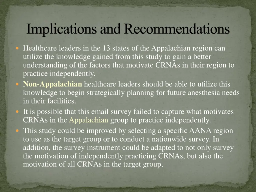 implications and recommendations