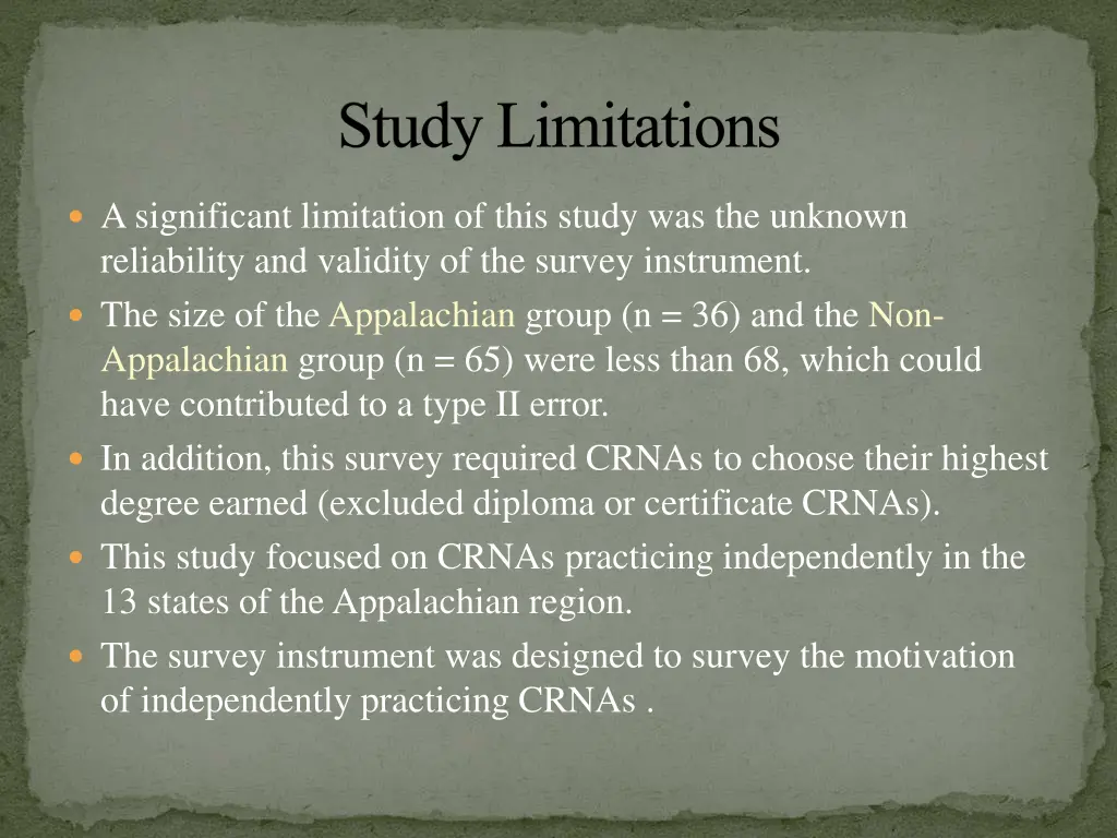 study limitations