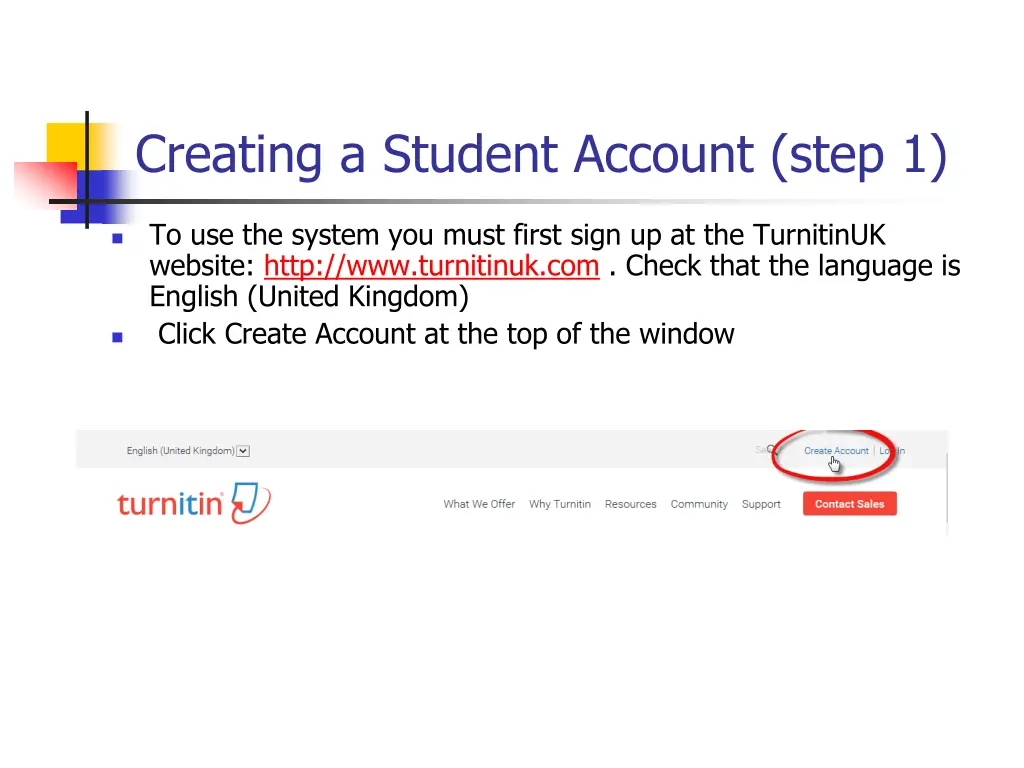 creating a student account step 1