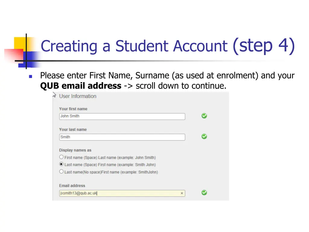 creating a student account step 4