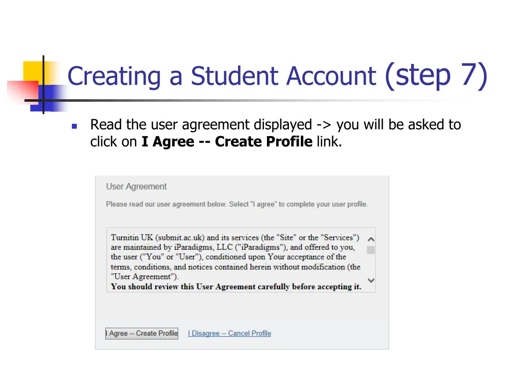creating a student account step 7