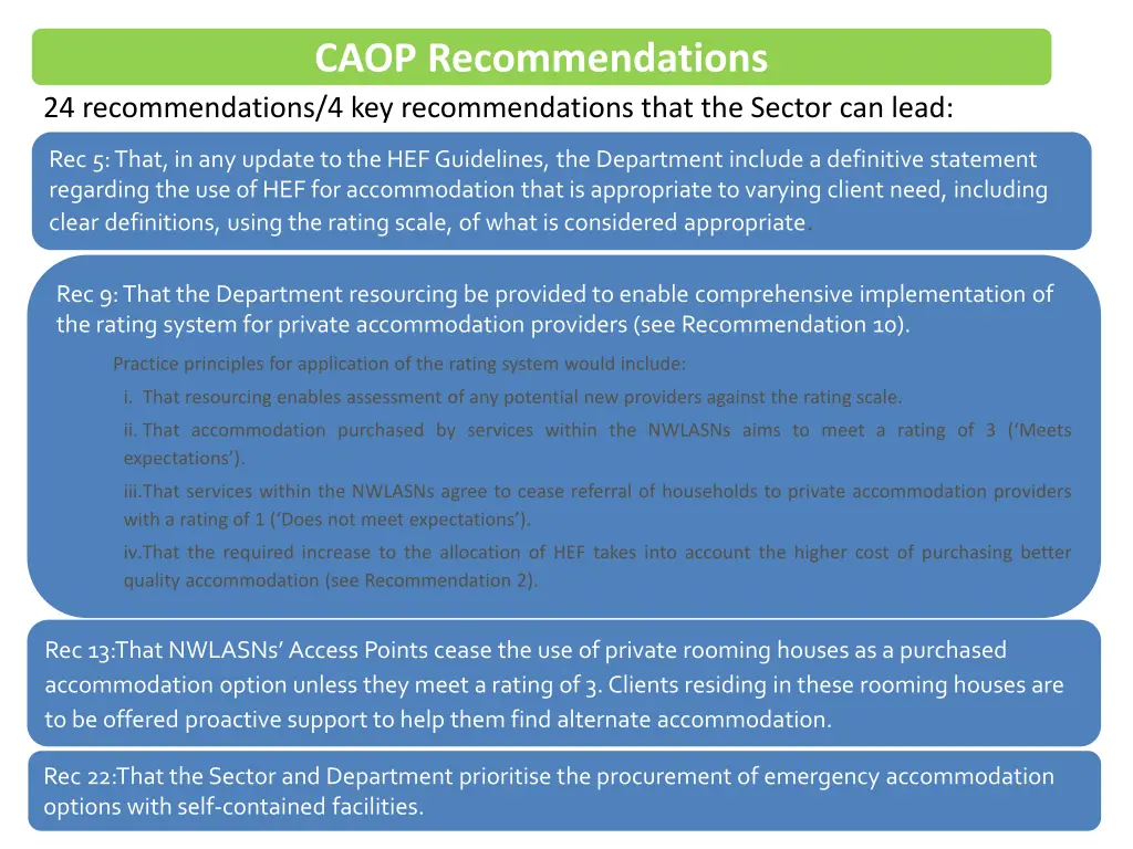 caop recommendations