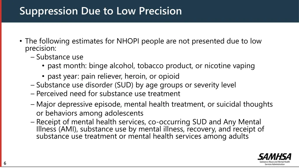 suppression due to low precision
