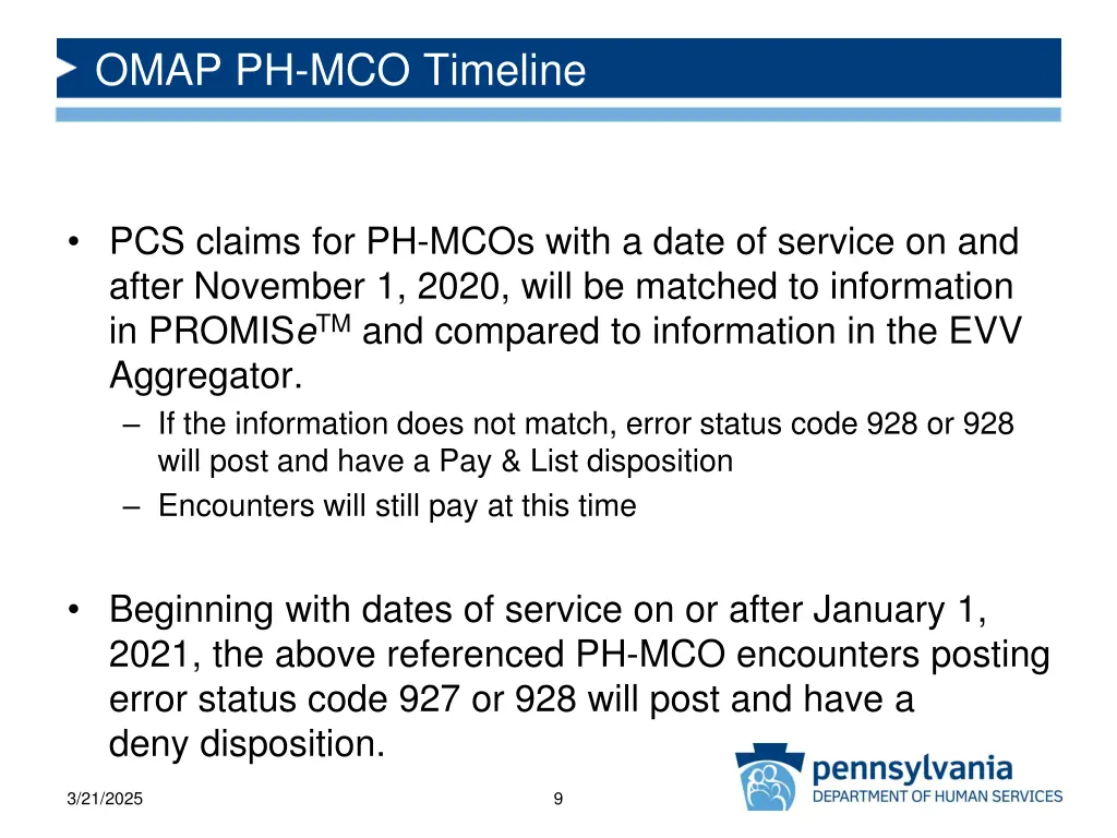 omap ph mco timeline