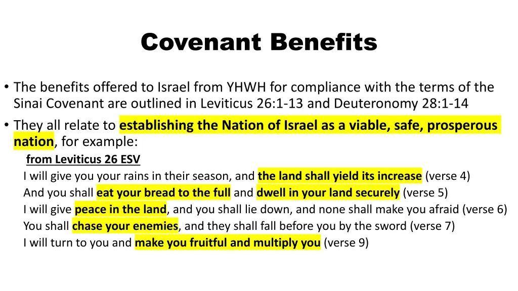 covenant benefits