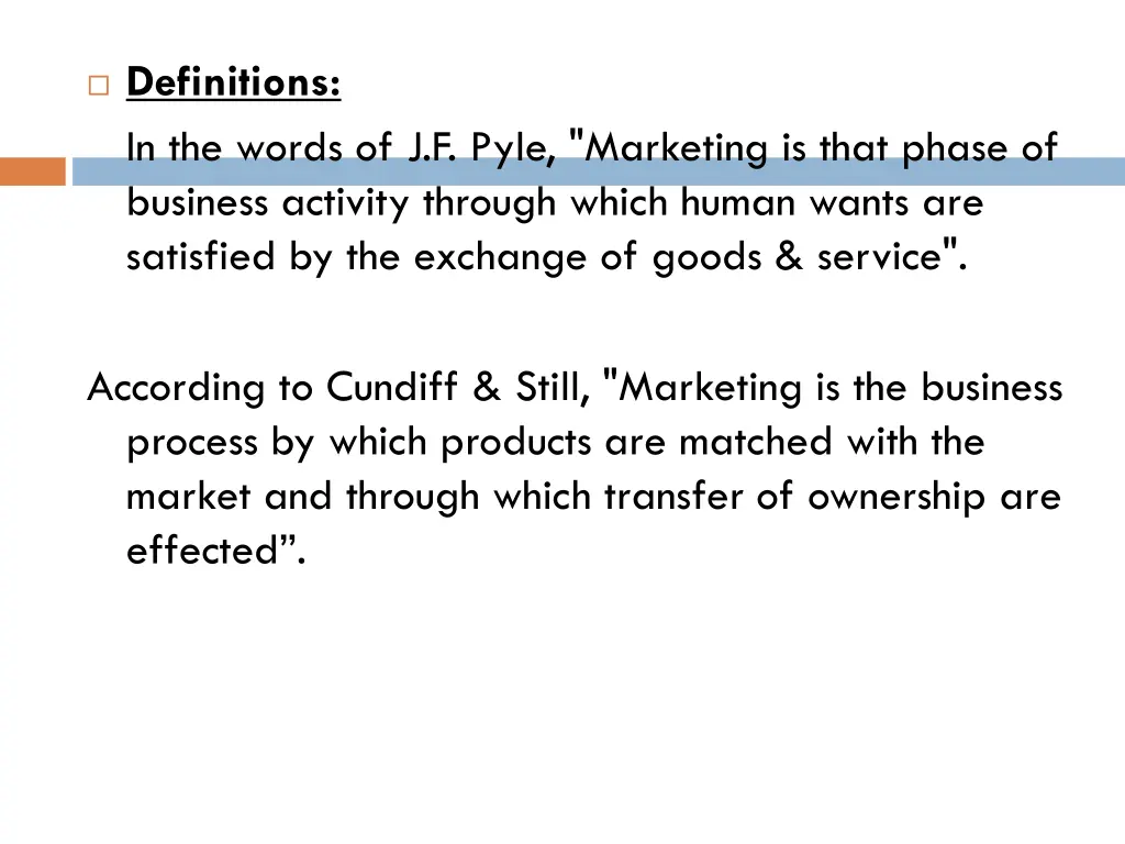 definitions in the words of j f pyle marketing
