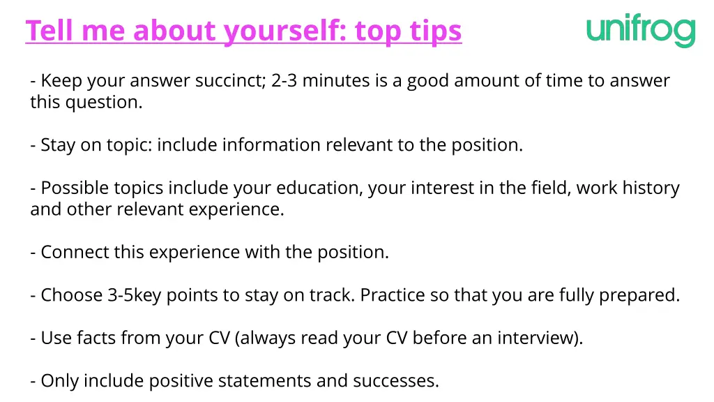 tell me about yourself top tips