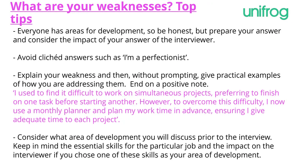 what are your weaknesses top tips everyone