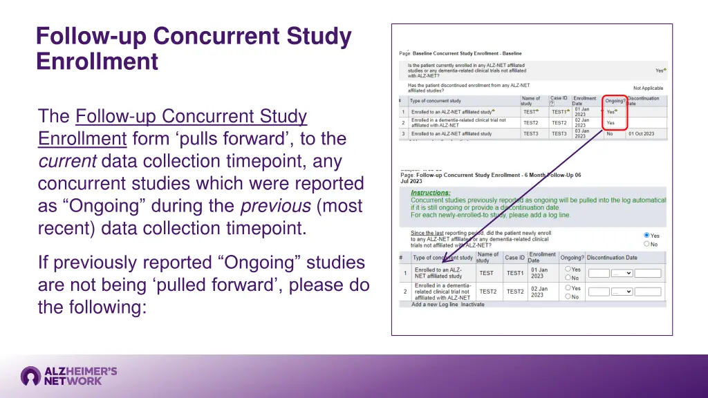 follow up concurrent study enrollment