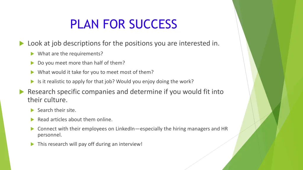plan for success