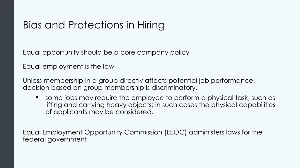 bias and protections in hiring