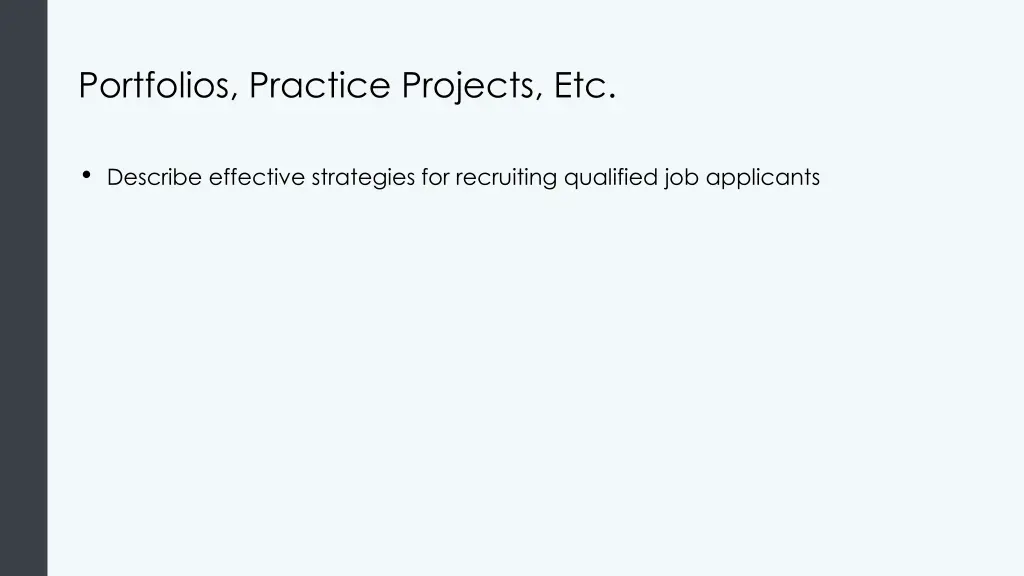 portfolios practice projects etc