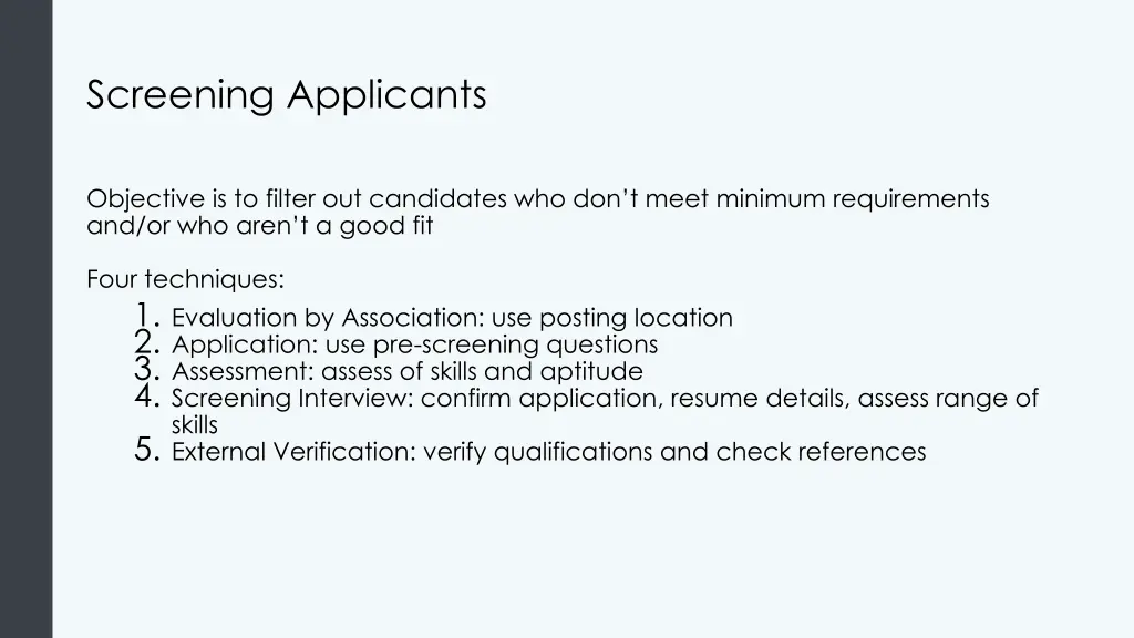 screening applicants