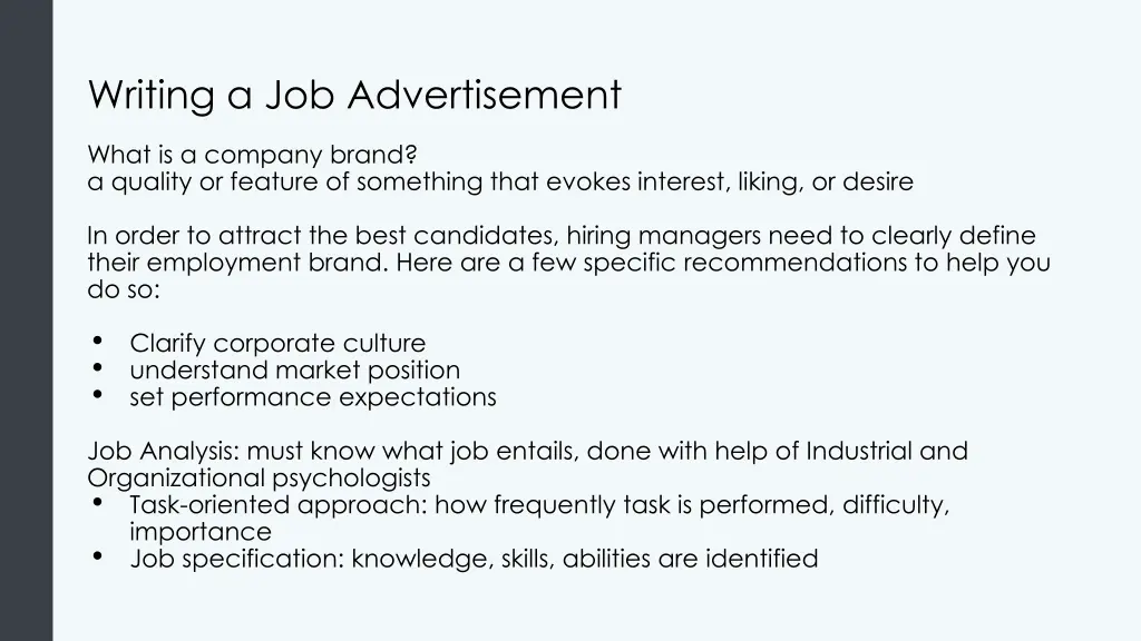 writing a job advertisement