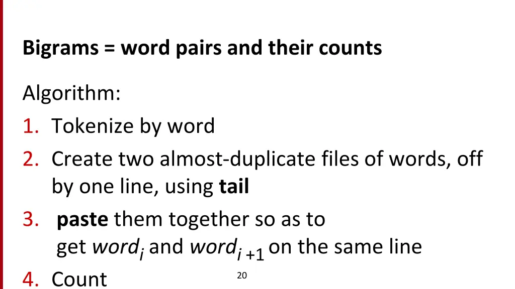 bigrams word pairs and their counts