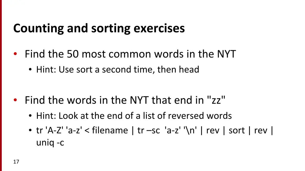 counting and sorting exercises