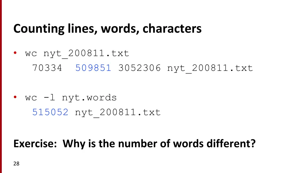counting lines words characters