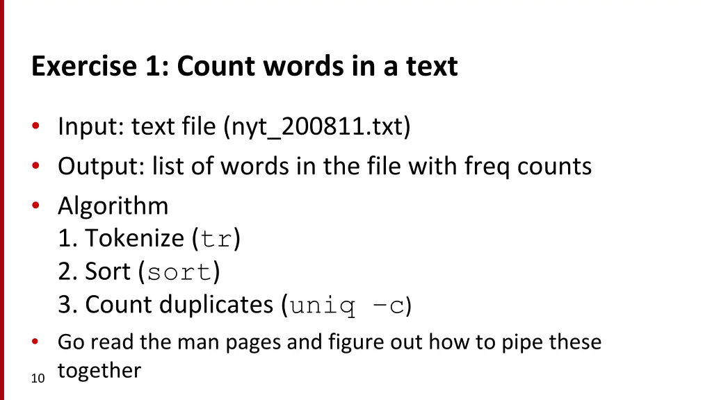 exercise 1 count words in a text
