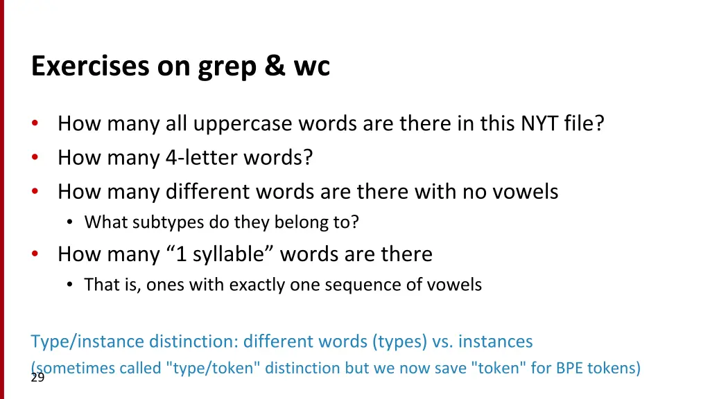 exercises on grep wc