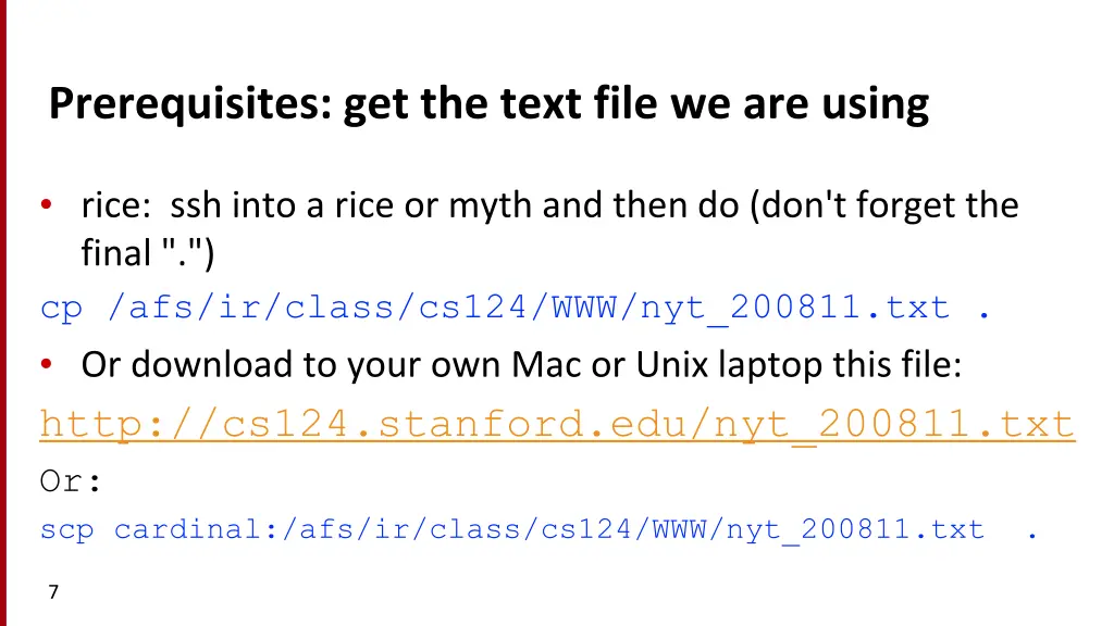 prerequisites get the text file we are using