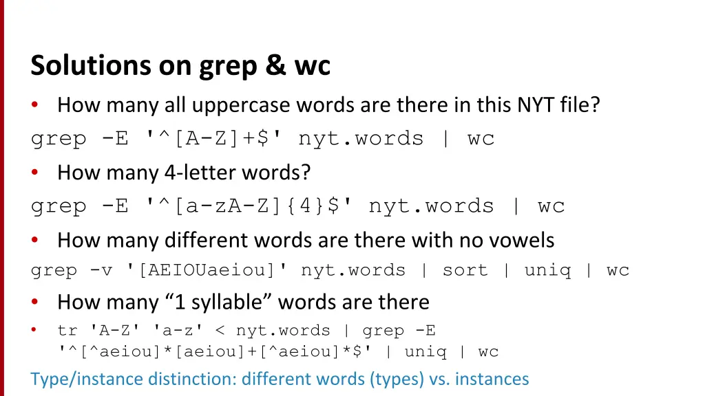 solutions on grep wc how many all uppercase words