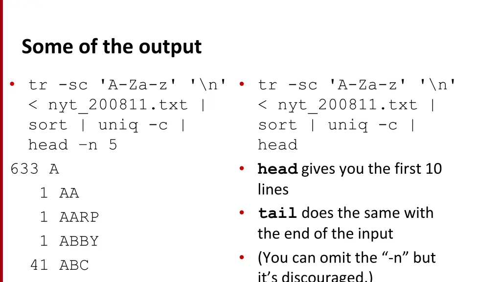 some of the output