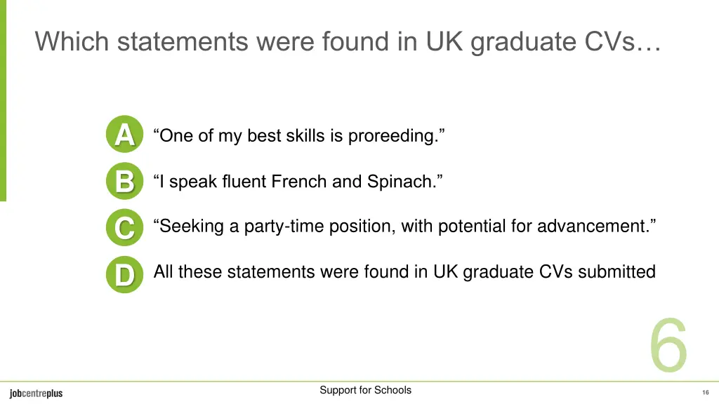 which statements were found in uk graduate cvs