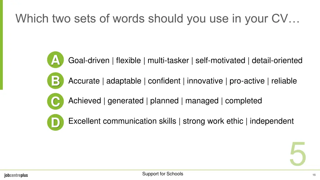 which two sets of words should you use in your cv