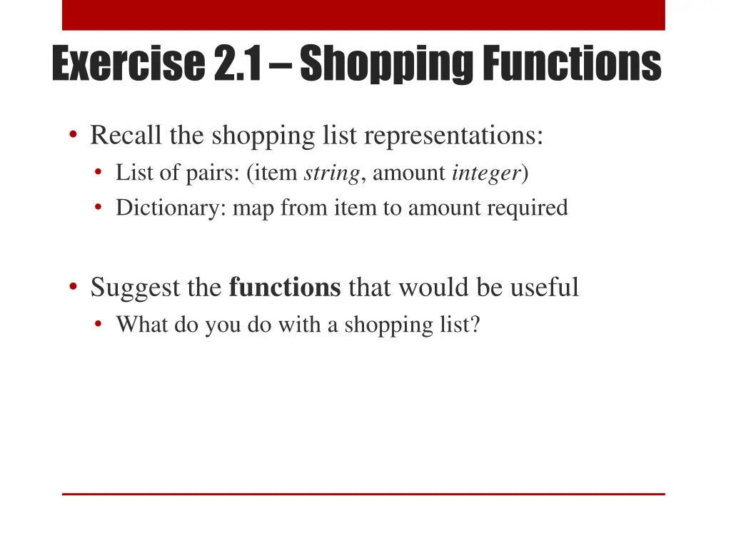 exercise 2 1 shopping functions