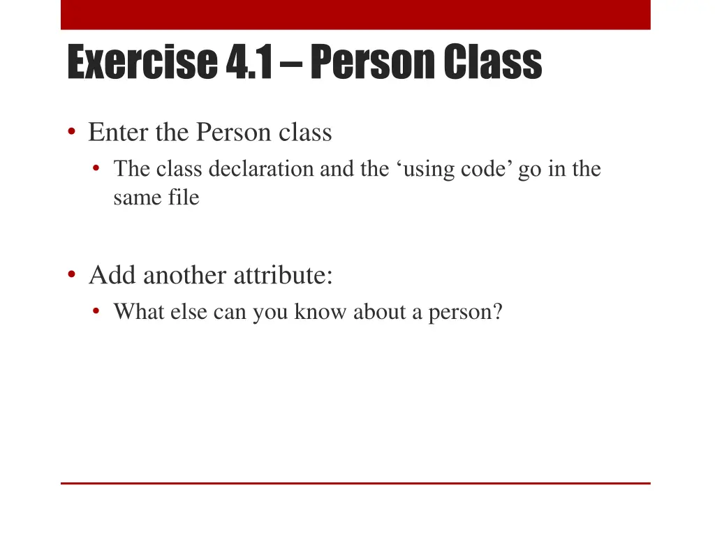 exercise 4 1 person class
