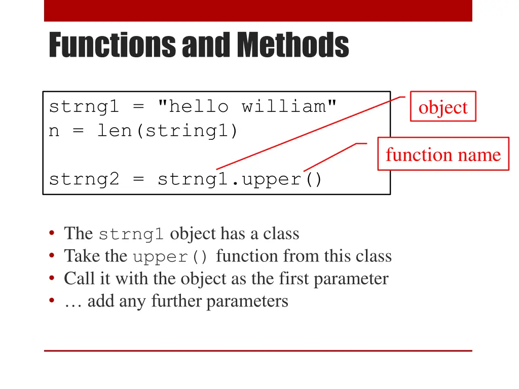 functions and methods