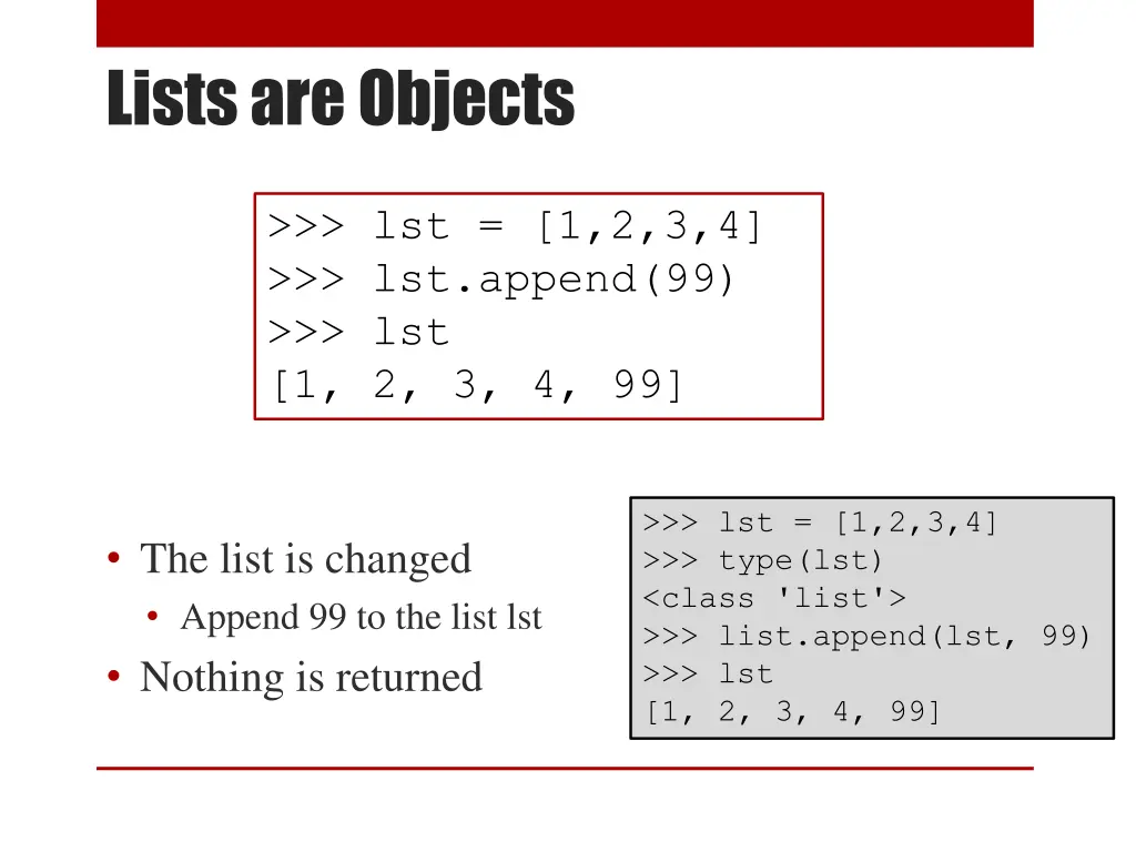 lists are objects
