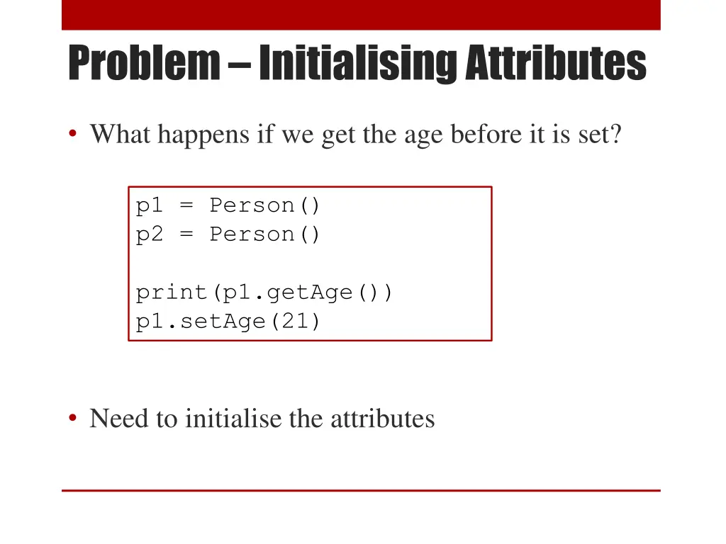 problem initialising attributes
