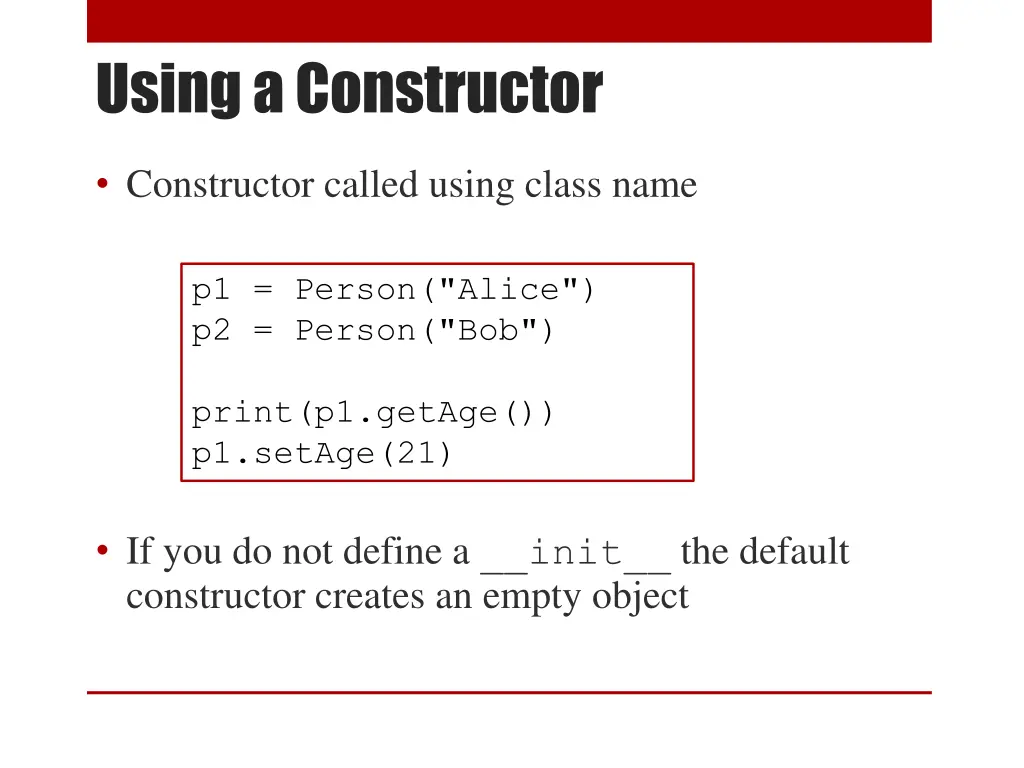 using a constructor
