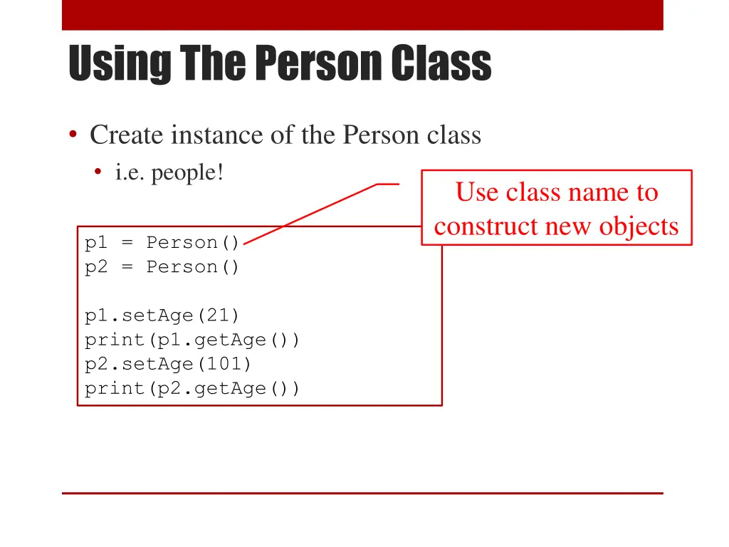 using the person class