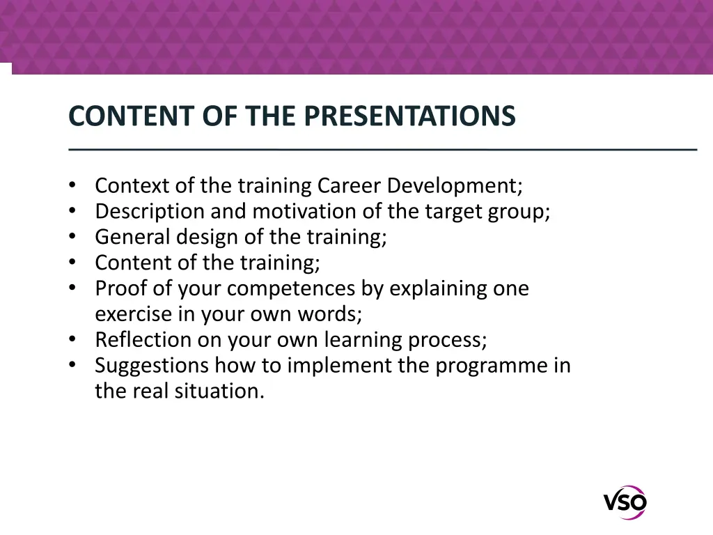 content of the presentations