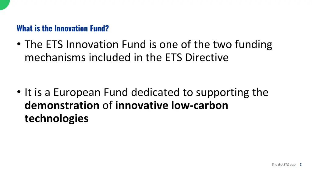 what is the innovation fund the ets innovation