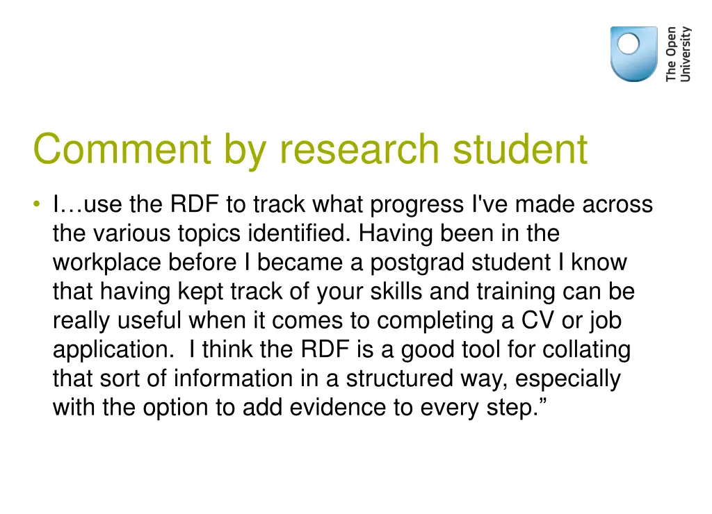 comment by research student