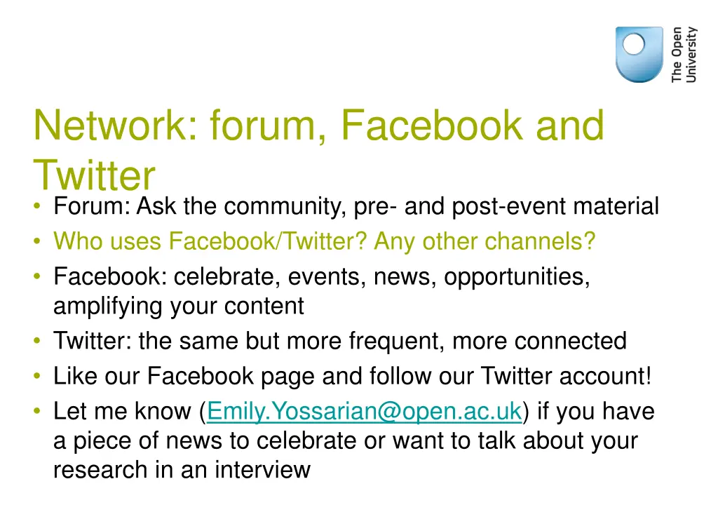 network forum facebook and twitter